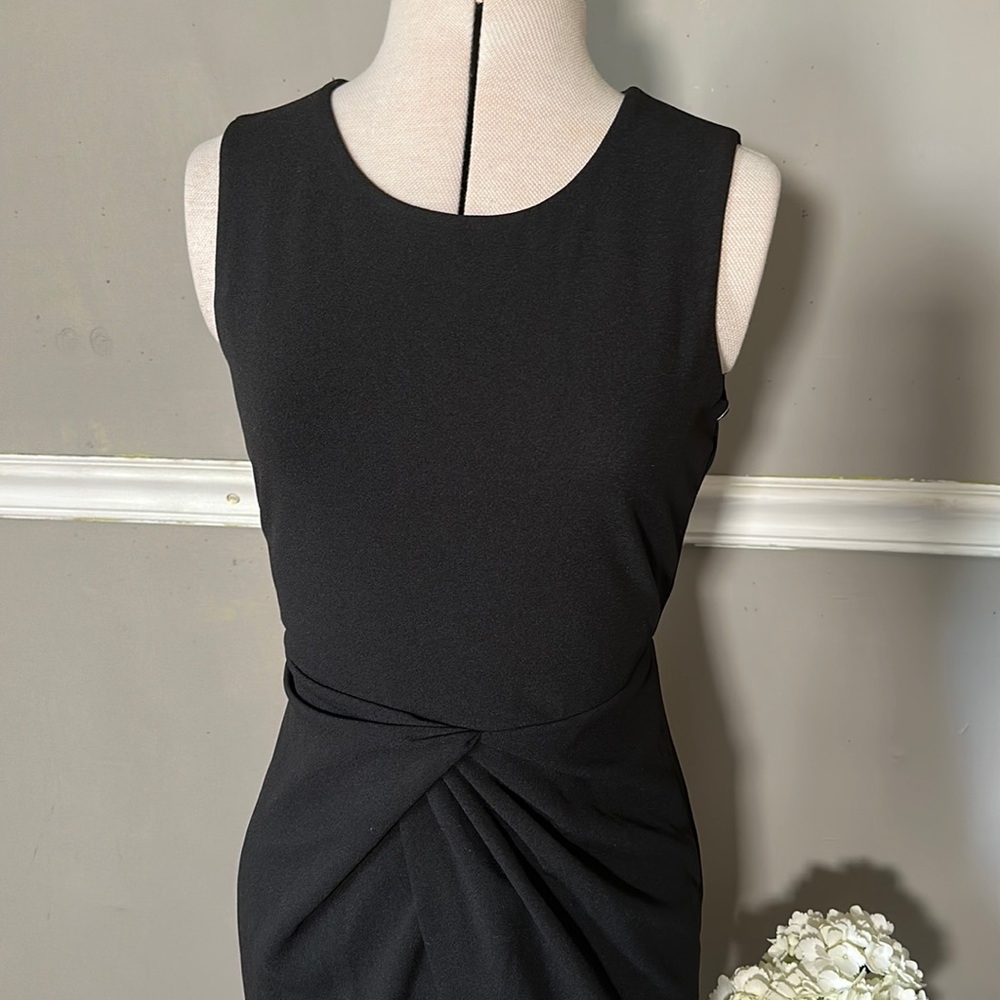 Gibson Latimer Black Dress with Wrap-style Bottom